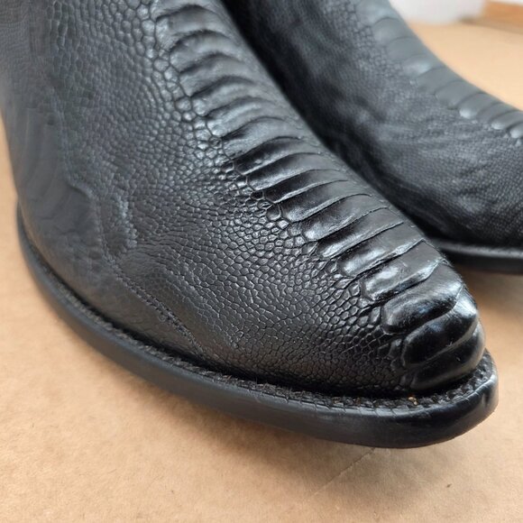 EL DORADO ED 2203 MEN'S HANDMADE BLACK OSTRICH LEG WESTERN BOOTS MEDIUM TOE 13 D - Picture 7 of 13